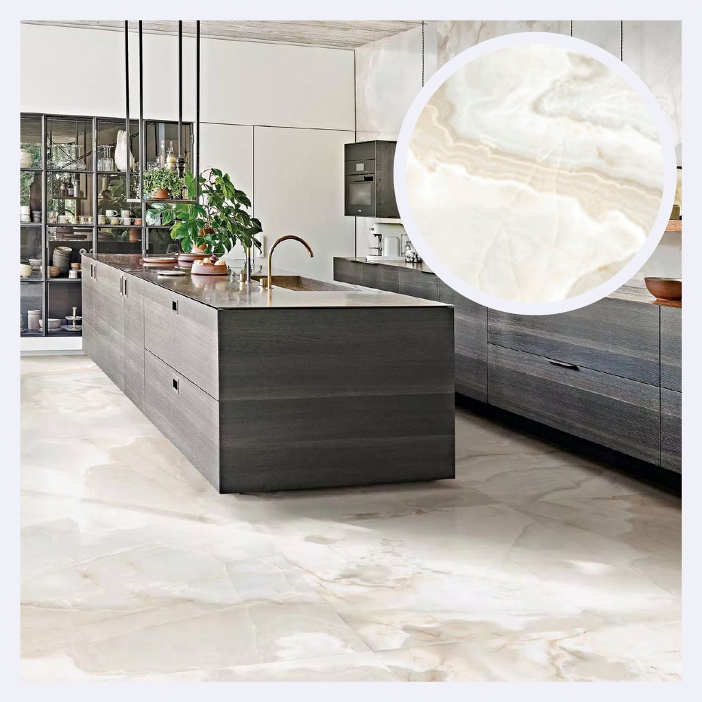 Porcelanato Tipo Marmolizado Reves De Rex  Perle (120X240X0.6)Cm