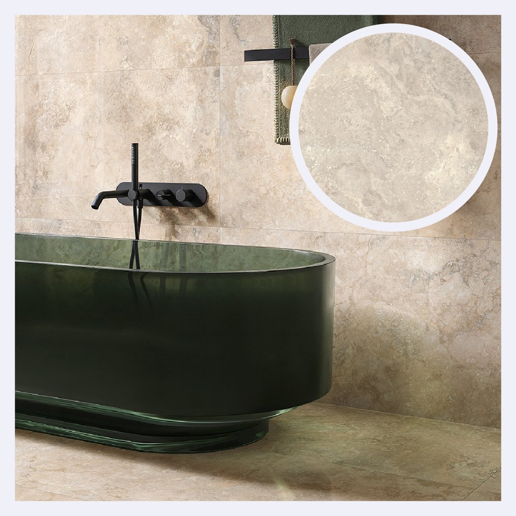 Porcelanato Tipo Marmolizado Travertino Nobile  Ivory (80X160X9)Cm
