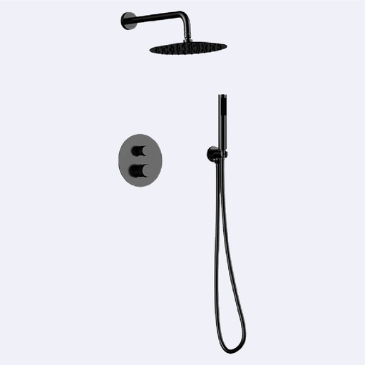 [BAGRMD.0316] Mezcladora  Hove Monomando De Ducha Con Ducha Teléfono Modelo Vanolu Acabado Negro Mate 40Cm X 20Cm X 18Cm