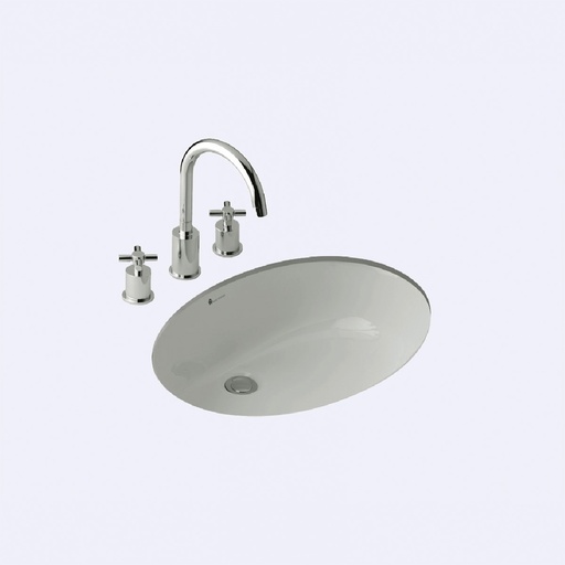[BALMBM.0007] Lavamanos Bajo Mesón Fv Ovalado  Modelo Mara Acabado Blanco 42Cm X 21Cm X 57Cm