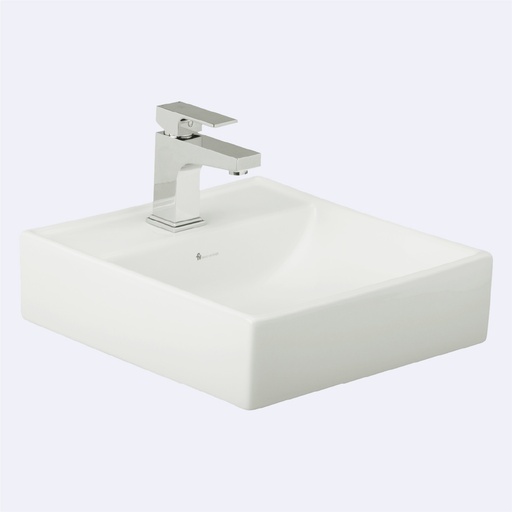 [BALMSM.0015] Lavamanos Para Sobre Mesón Fv Rectangular  Modelo Mozart Acabado Blanco 40Cm X 42Cm X 11Cm