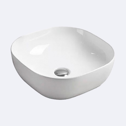 [BALMSM.0039] Lavamanos Para Sobre Mesón Hove Cuadrado  Modelo A420 Acabado Blanco 43Cm X 43Cm X 14Cm