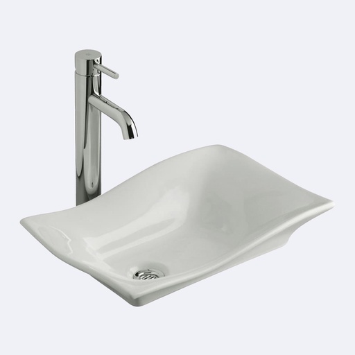 [BALMSM.0075] Lavamanos Para Sobre Mesón Fv Rectangular  Modelo Carusso Acabado Blanco 46Cm X 31Cm X 8Cm