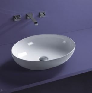 [BALMSM.0087] Lavamanos Para Sobre Mesón Hove Ovalado  Modelo A433 Acabado Blanco 51Cm X 39Cm X 14Cm
