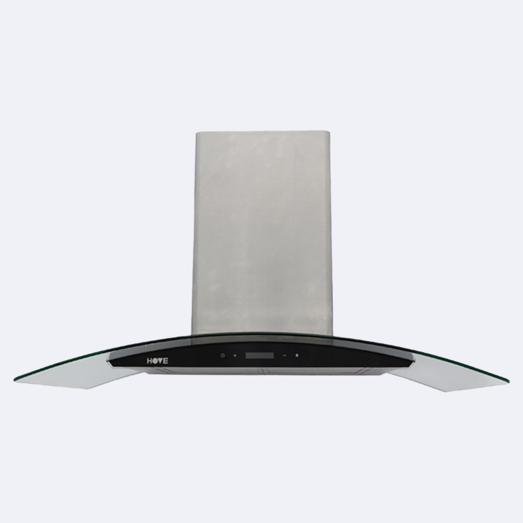 Campana De Extracción Hove Decorativa De Pared Acero Inoxidable Con Vidrio Curvo  90Cm