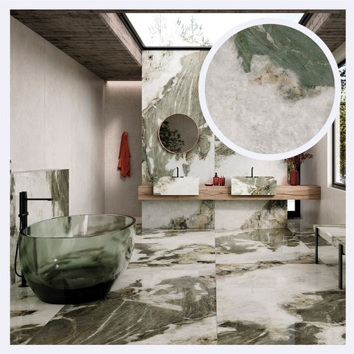 [PRPLMR.0681] Porcelanato Tipo Marmolizado Salvia  Green (120X280X0.6)Cm