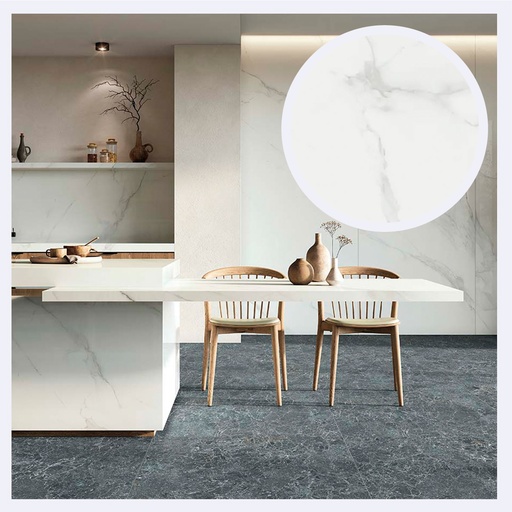 [PRPLMR.0683] Porcelanato Tipo Marmolizado Lumiere  White (120X280X0.6)Cm