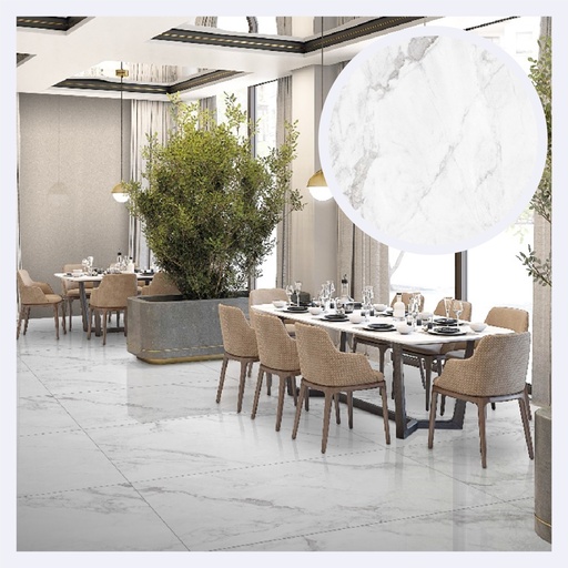 [PRPLMR.0593] Porcelanato Tipo Marmolizado Statuario Mars  White (80X160X0.9)Cm